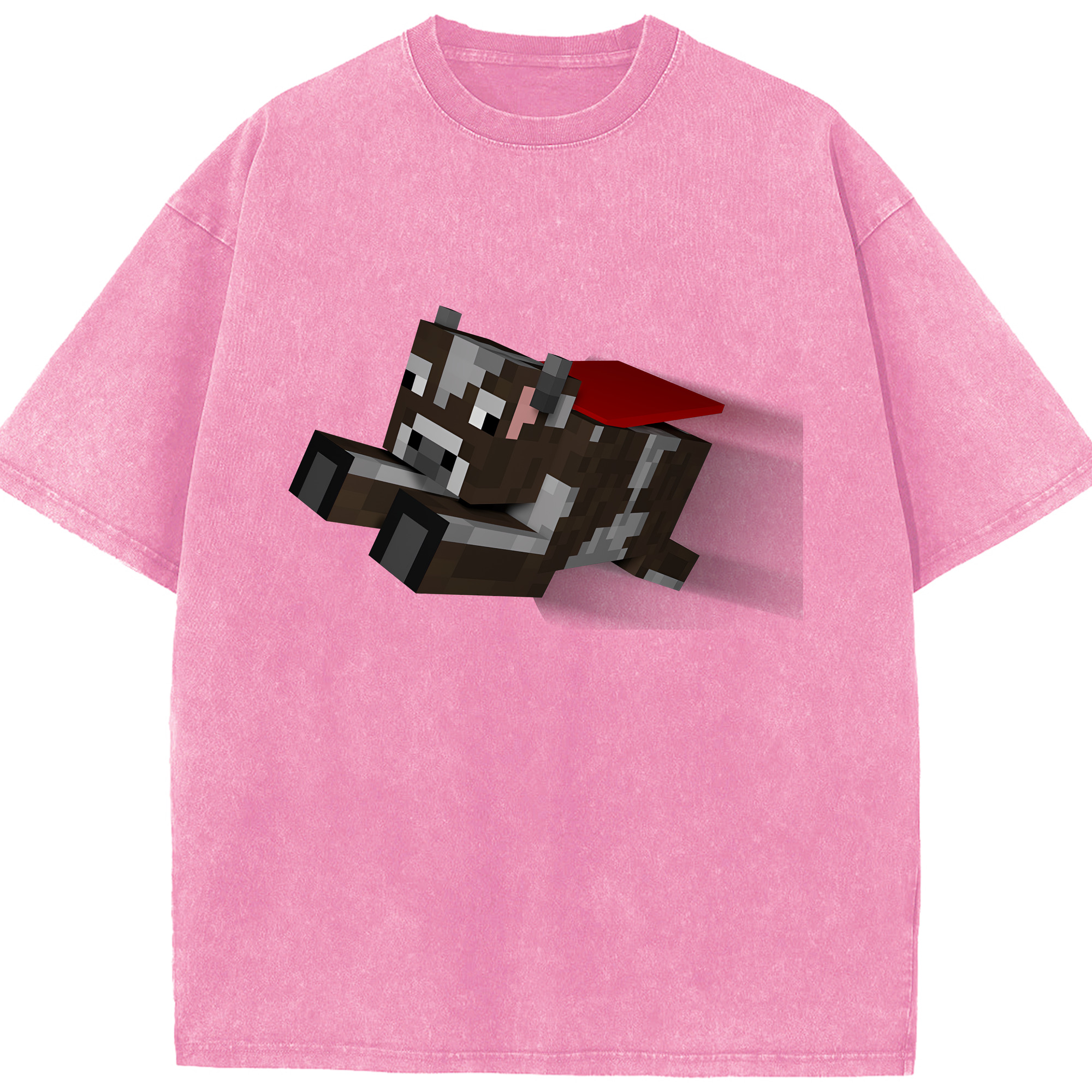 （画像用） マインクラフト ブロックの世界 Minecraft MC Block world 綿100% ヴィンテージ風 半袖Tシャツ（フロントプリント）